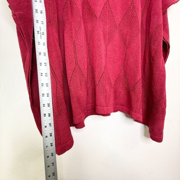 NWT Coldwater Creek Bateau Linen Blend Poncho Red Short Sleeve Sweater XL/1X - Picture 12 of 12